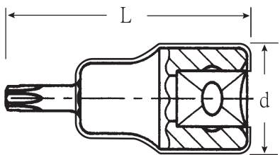 Cross-section of a technical drawing of a connector with label 'L' at the top. Details of the connector are shown.