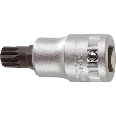 A silver bit attachment with a ribbed handle and a dark, serrated end for fixing.