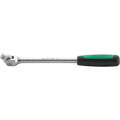 An adjustable ratchet spanner with an ergonomic black and green handle, suitable for various screw-related tasks.