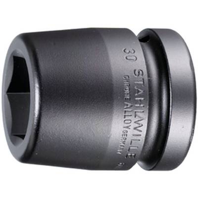Image of a black socket with the embossed inscription 'Stahlwille 30'. Tool for mechanical work.