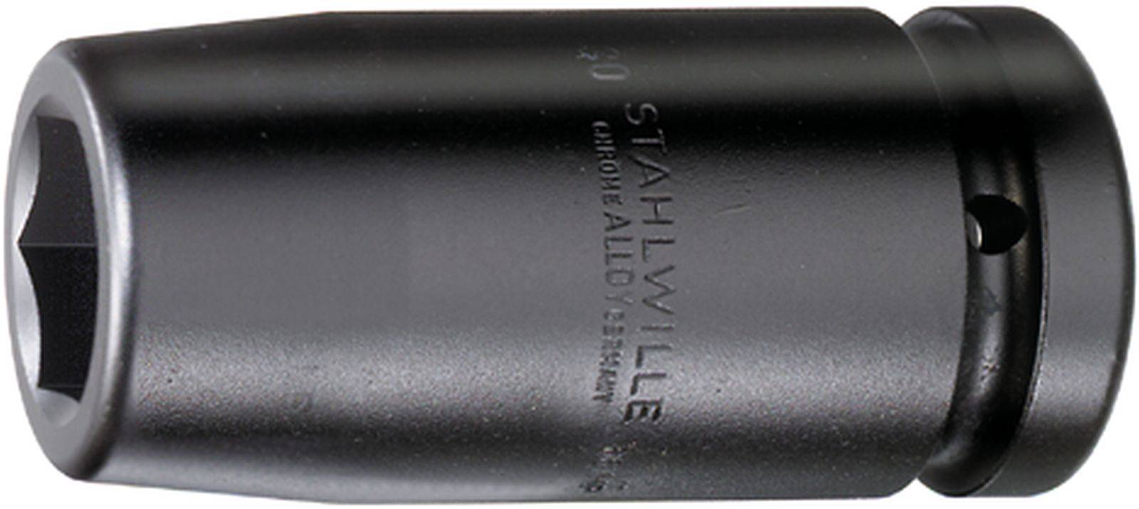 A black socket with a hexagonal end, suitable for screw work. Marking: 'Stahlwille'.