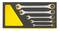 Five spanners in different sizes are neatly arranged in a foam insert with a yellow background.