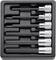Six-piece set of long socket attachments, neatly arranged in a black plastic case. Suitable for loosening screws.
