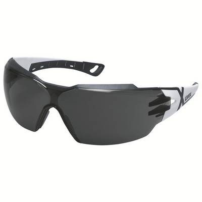 Black sunglasses with wide arms and continuous lens design. Suitable for sports or outdoor activities.