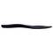 Black insole viewed from the side, showing a slight curvature and cushioning for foot comfort.