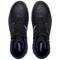 Two black safety shoes viewed from above. The 'uvex' logo is visible on the tongue, with blue and yellow laces.