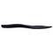 A black insole with a slight arch, viewed from the side.