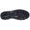 The sole of a black boot with a thick, non-slip tread. Suitable for rugged terrain and provides secure grip.