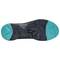 The shoe sole in turquoise and black displays a non-slip pattern that ensures better grip on smooth surfaces.