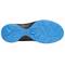 Blue sports shoe sole with textured patterns and non-slip surface, showcasing design for improved grip and movement control.