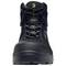 Black safety shoe with reinforced toe cap, robust lace-up fastenings and a green '3' on the top of the tongue.