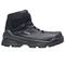 Black safety boot with high shaft, lace-up fastening and robust design, suitable for use in industrial environments.