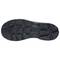 Black shoe sole with a rugged tread pattern for enhanced ground grip, suitable for outdoor use.