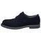 A black leather lace-up shoe with a flat sole and closed seams. Elegant design, suitable for formal occasions.