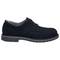 A black, elegant men's shoe with lace-ups and a robust sole, perfect for formal occasions or the office.