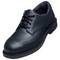 Black, lace-up leather shoe with robust design and non-slip sole, suitable for formal occasions or professional use.