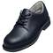 Black leather shoe with a rounded toe, lace-up fastening, and sturdy sole. Perfect for formal occasions.