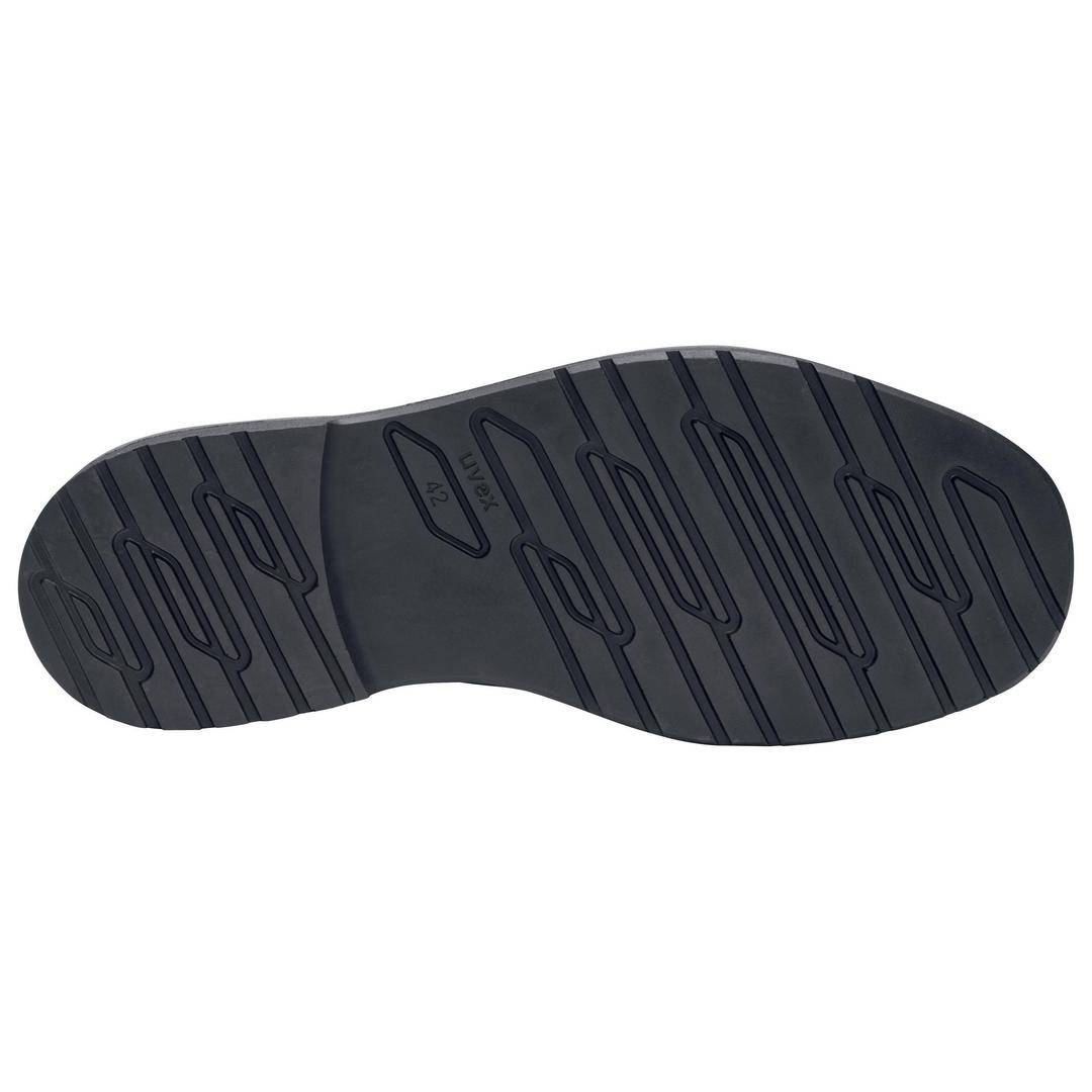 Black shoe sole with a wave-patterned tread for non-slip traction.
