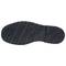 A black shoe sole with a non-slip tread and multiple narrow slits for better grip on slippery surfaces.