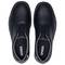 Black safety shoes by Uvex, photographed from above. Ergonomic design, suitable for workplace protection.