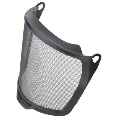 A black protective grille with two mounting holes at the top. It has a curved shape and is made of a fine-mesh network.