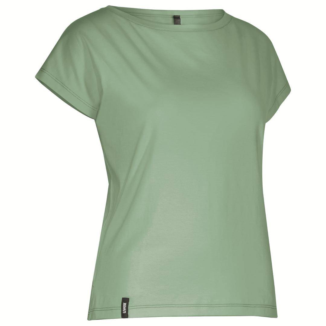 A simple, green T-shirt with short sleeves, slightly loosely cut. It has no distinctive patterns or prints.