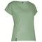 A simple, green T-shirt with short sleeves, slightly loosely cut. It has no distinctive patterns or prints.