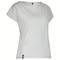 A simple, white T-shirt without print, slightly fitted, with short sleeves and a round neckline.