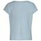 A plain, light blue short-sleeved T-shirt, viewed from the back.