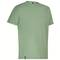 A plain, single-coloured, light green T-shirt with a round neckline.