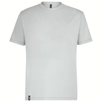 Grey T-shirt with a round neck, simple design, and short sleeve.