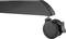 Black table leg with lockable castor wheel, adjustable height.