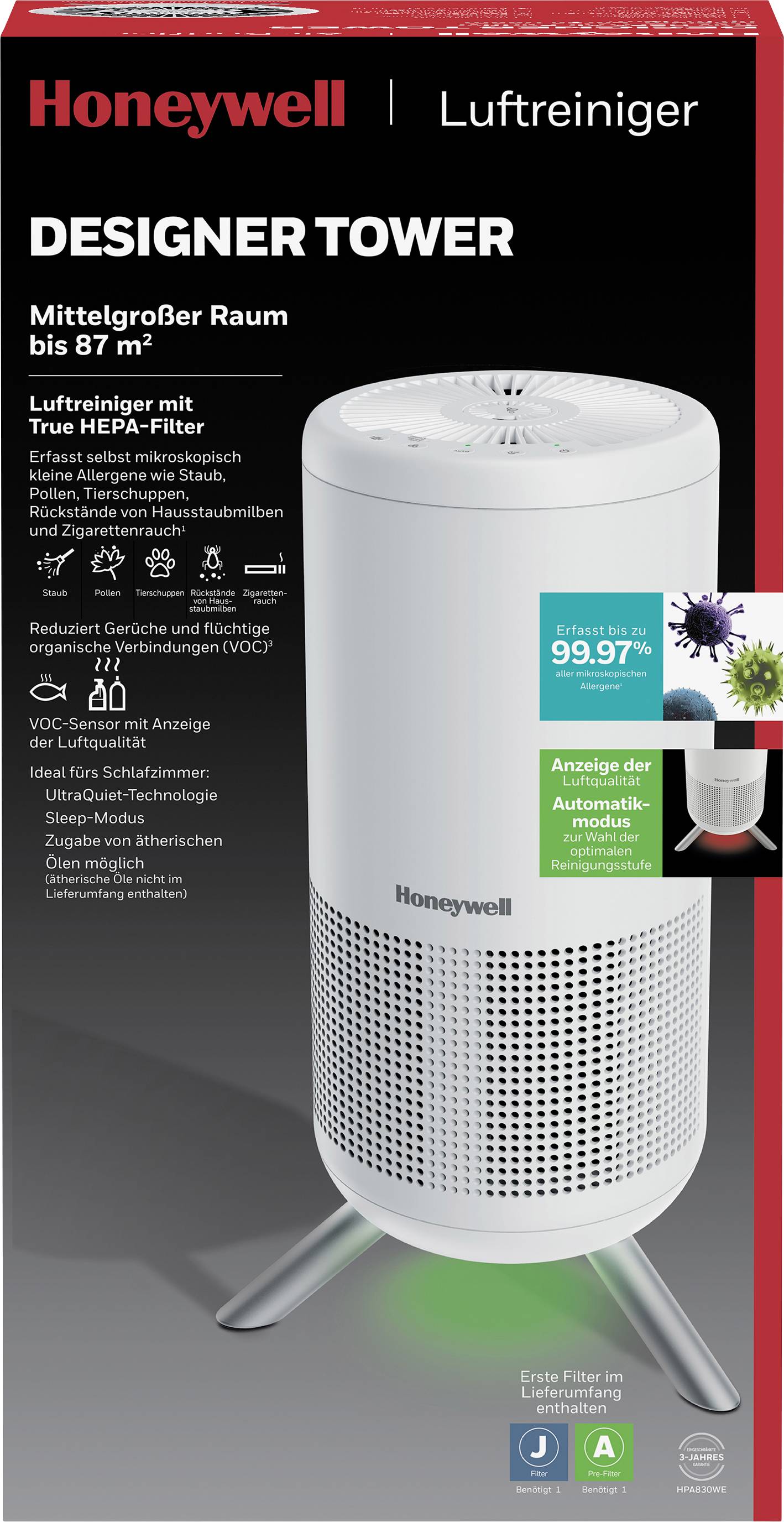 Honeywell HPA830WE4 Designer Series Air Purifier Air purifier 87 m² White-5
