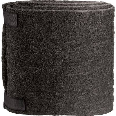 A black, rolled-up bandage made of soft material with two visible hook and loop fasteners on the sides.