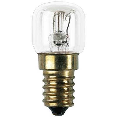 Light bulb with screw thread and glass dome, suitable for small light fittings or as a replacement part in household appliances.