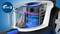 A vacuum cleaner with a transparent casing reveals the 'PowerCyclone 5' mechanism inside, which captures dust and dirt.