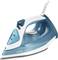 A blue and white Philips steam iron, model 3000 Series. It features an illuminated control light and steam functions.