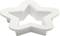 White star-shaped baking tin made of plastic, viewed from above. Suitable for baking cakes or desserts in a star shape.