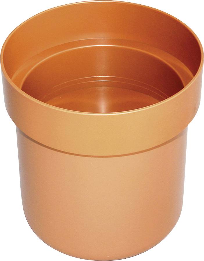 An orange plastic pipe with a wide opening at the top, used for sewage or drainage systems.