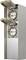 Silver-coloured double socket with protective shutters, suitable for outdoor use or in damp areas.