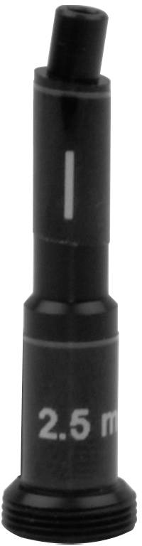 A black component with the inscription '2.5 mm', likely an adapter or nozzle.<br><br>Note: The translation preserves the original meaning and uses British English spelling conventions (such as using a full stop for decimal points instead of a comma).