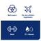 'Multi-purpose', 'Aviation approved', 'Strong', 'Oil + Water' with symbols: Venn diagram, Aeroplane, Dumbbell, Droplet.
