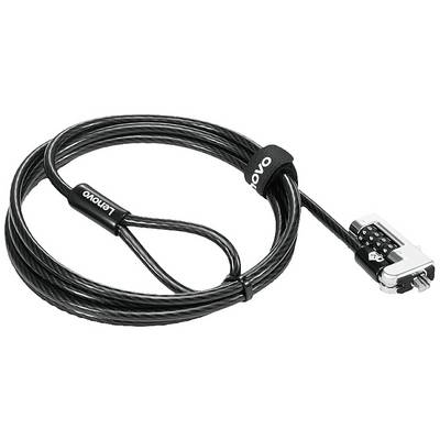 A black security cable lock with a number combination. The cable is spiral-shaped and contains a loop for securing.
