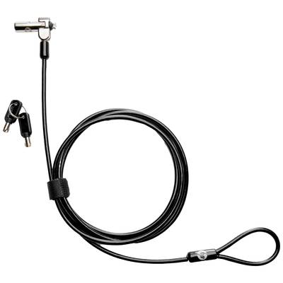 Security lock with a spiral steel cable and two keys, for securing laptops or devices against theft.