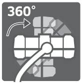 An illustration shows a solar module that can rotate 360 degrees, with an arrow and a symbolic representation of the Earth in the background.