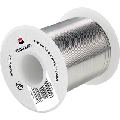 Solder Wire Coil Made of Tin Alloy, Brand TOOLCRAFT, Article Number 2490630, Weight 100g. Suitable for Electrical Soldering Work.