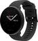 Black smartwatch with a round dial, displaying analogue time and date 'Wed 24', with red accents on the dial.