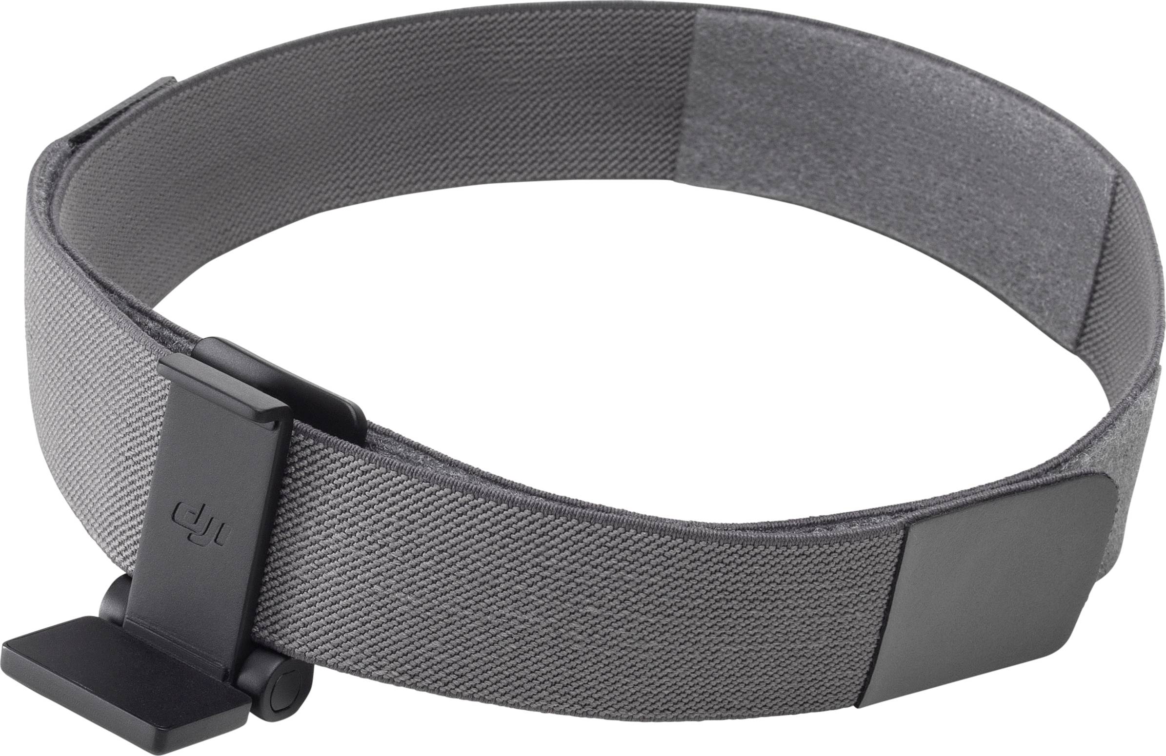 A grey, adjustable strap with a black plastic buckle, possibly an accessory for a technical device.