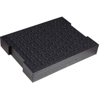 Rectangular black rubber mat with raised patterns. It serves as a non-slip underlay for various applications.