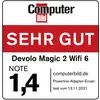 Award from Computer Bild: 'VERY GOOD' for Devolo Magic 2 Wifi 6, Score 1.4, Powerline Adapter Individual Test from 13.11.2021.
